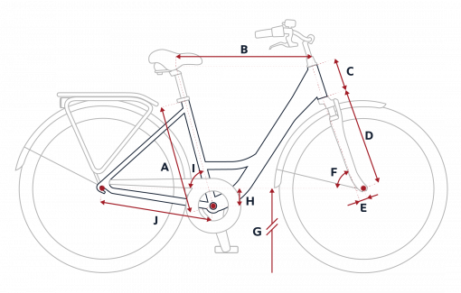Esquema de la geometría de una bicicleta Peugeot C02