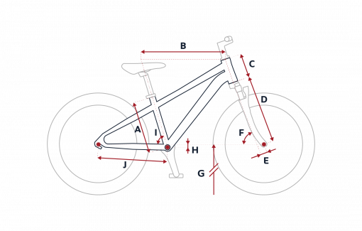 Esquema de la geometría de una bicicleta Peugeot JM20