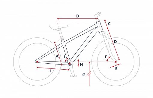 Esquema de la geometría de una bicicleta Peugeot JM24