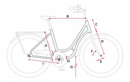 Esquema de la geometría de una bicicleta Peugeot LC21