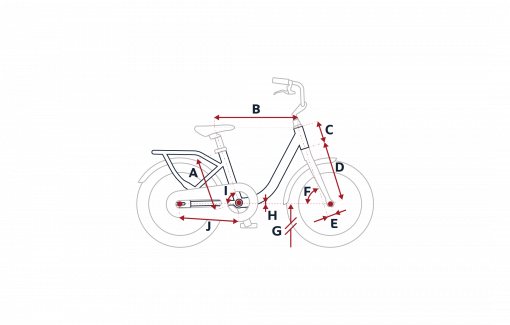 Esquema de la geometría de una bicicleta Peugeot LJ14