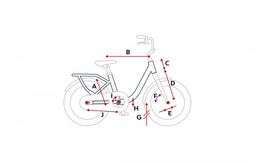 Esquema de la geometría de una bicicleta Peugeot LJ16