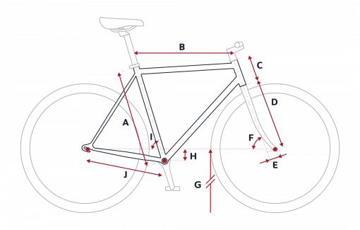 Esquema de la geometría de una bicicleta Peugeot LR01