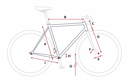 Esquema de la geometría de una bicicleta Peugeot LU01