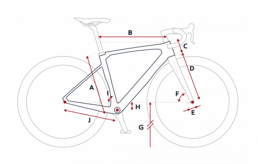 Esquema de la geometría de una bicicleta Peugeot R01