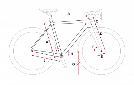 Esquema de la geometría de una bicicleta Peugeot R02
