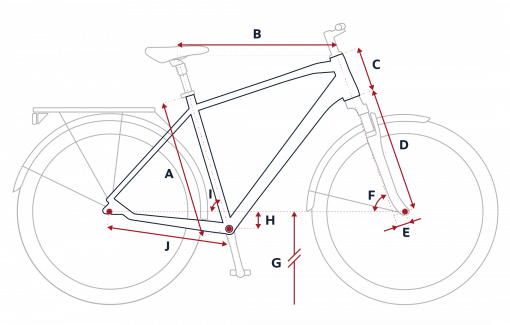 Esquema de la geometría de una bicicleta Peugeot T01