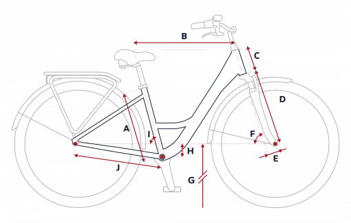 Esquema de la geometría de una bicicleta Peugeot T03